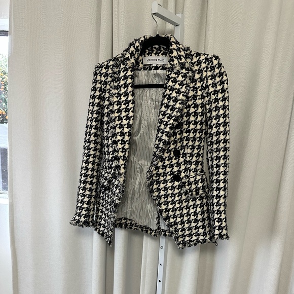 NWOT Veronica beard miller dickey houndstooth blazer frayed hem NO OFFERS - Picture 6 of 13